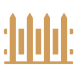Gold fence icon on black background.