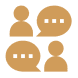 Chat icon with people and speech bubbles.