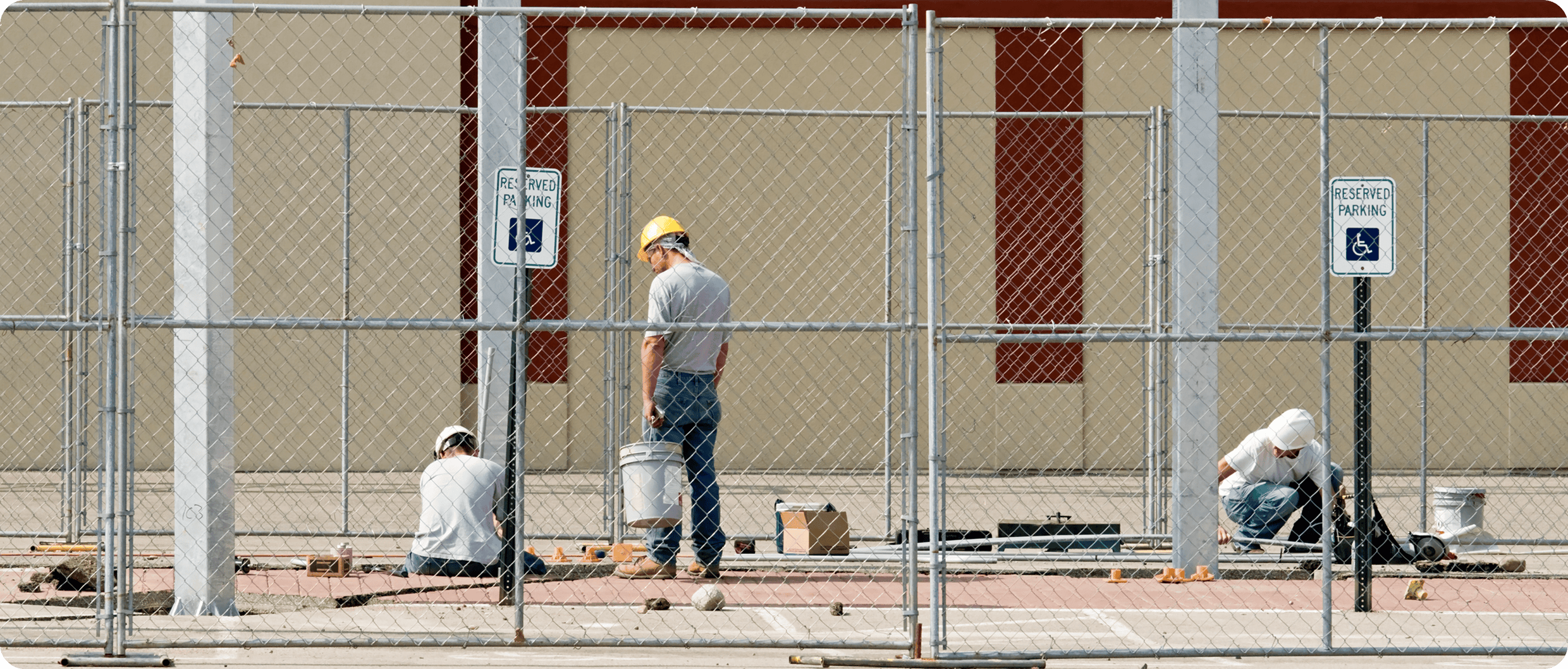 Men in hard hats working outdoors